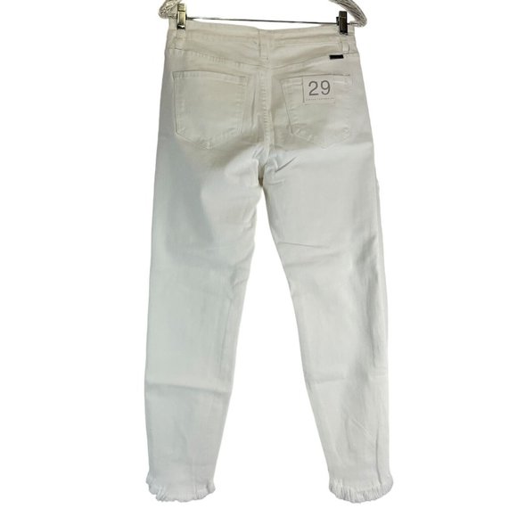 KanCan Jeans Women's SZ 29 White Distressed Fray Ankle Stretch Skinny Crop $78 - Picture 2 of 12